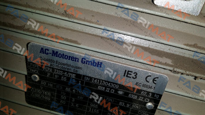 FCPA 132S-6/PHE obsolete, replaced by IE3AC13S6004  AC Motoren