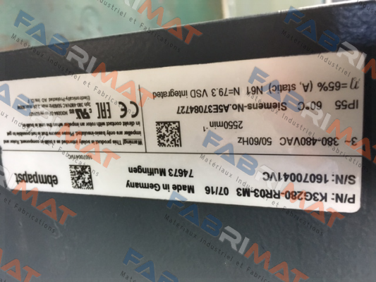 K3G280-RR03-M3 07/16  EBM Papst