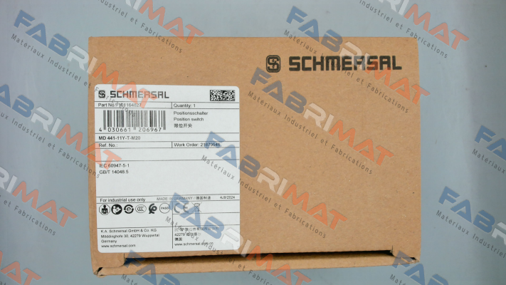 p/n: 101164827, Type: MD 441-11Y-T-M20 Schmersal