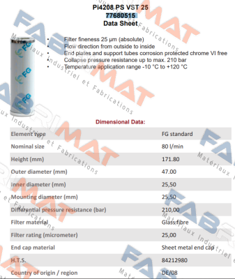 77680515 / PI4208PSVST25 MAHLE