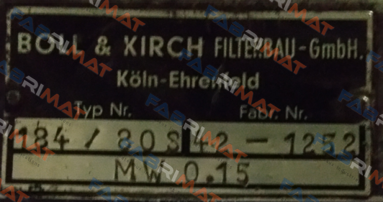  Type 184/80S REPLACED BY 2.06.5.265.500 DN 80  Boll Kirch