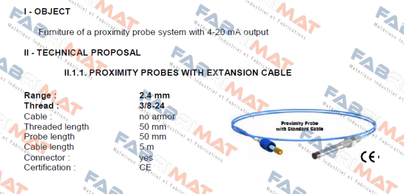Proximity probe + extansion cable CTC