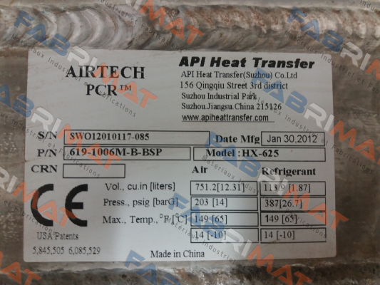 619-1006M-B-BSP API Airtech