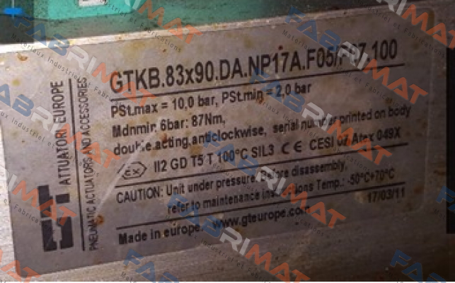 GTKB. 83x90.DA.NP17A.F05/F07.100 - old version  GT Attuatori