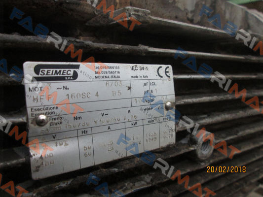 brake for HFF 160SC 4 obsolete, replaced by HBF 160SC 4 400-50 B5  Seimec (Rossi)