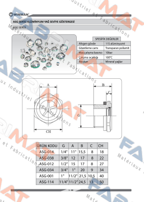  ASG-001, alternative is Level gauge eye 1"  Winman