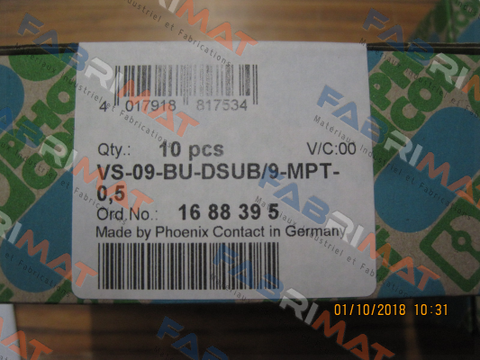 P/N: 1688395 Type: VS-09-BU-DSUB/9-MPT-0,5 Phoenix Contact