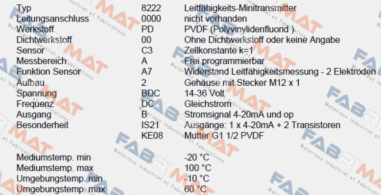 P/N: 00559612, Type: 8222-0000-PD00-C3-A-A7-2-BDC/DC-B * IS21+KE08 Burkert