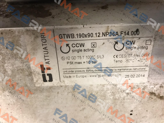 GTWB.190x90.12.NP36A.F14.000 GT Attuatori