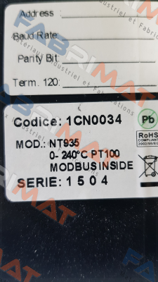 P/N: 1CN0034, Type: NT935 Tecsystem
