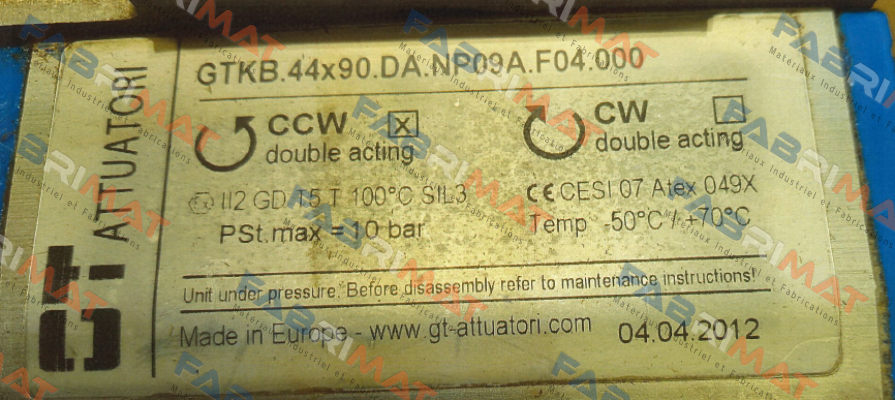GTKB.44x90.DA.NP09A.F04.000 GT Attuatori