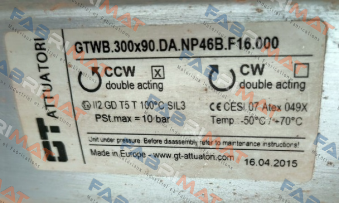 GTWB.300x90.DA.NP46B.F16.000 GT Attuatori