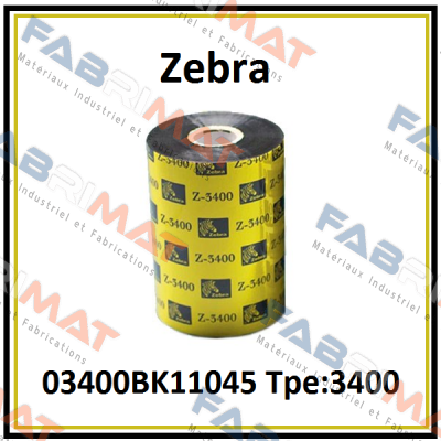 PN:03400BK11045 Tpe:3400 Zebra