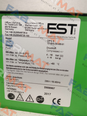 absorbent for  DPS 6-C1-B15-230-000-01 FST
