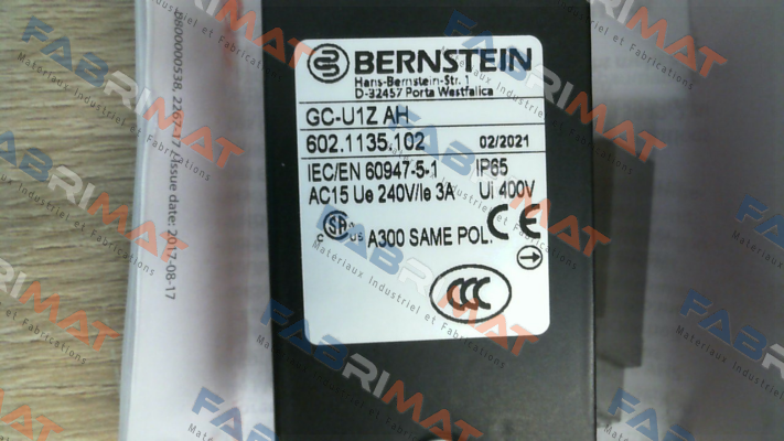P/N: 6021135102 Type: GC-U1Z AH                    B Bernstein