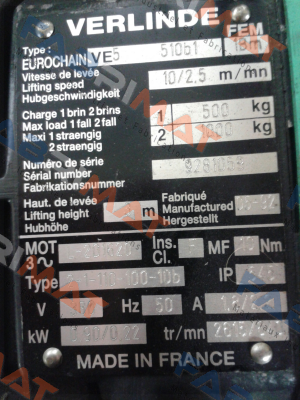 (0703C) Eurochain VE5 510b1 / 5x15 H80C  Verlinde