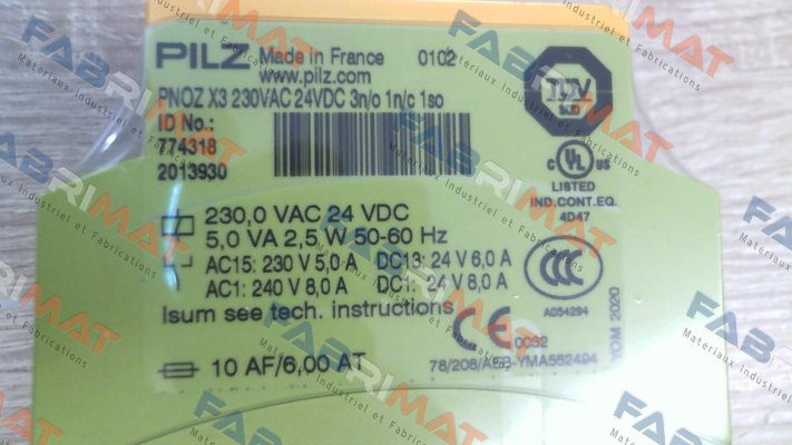 p/n: 774318, Type: PNOZ X3 230VAC 24VDC 3n/o 1n/c 1so Pilz