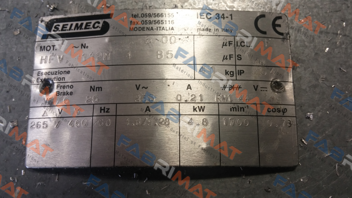 HFV 112M 1 B5 obsolete,replaced by HBV 112M 4 265.460-60 B5  Seimec (Rossi)