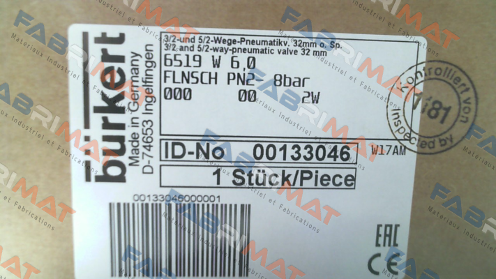 p/n: 00133046, Type: 6519 Burkert
